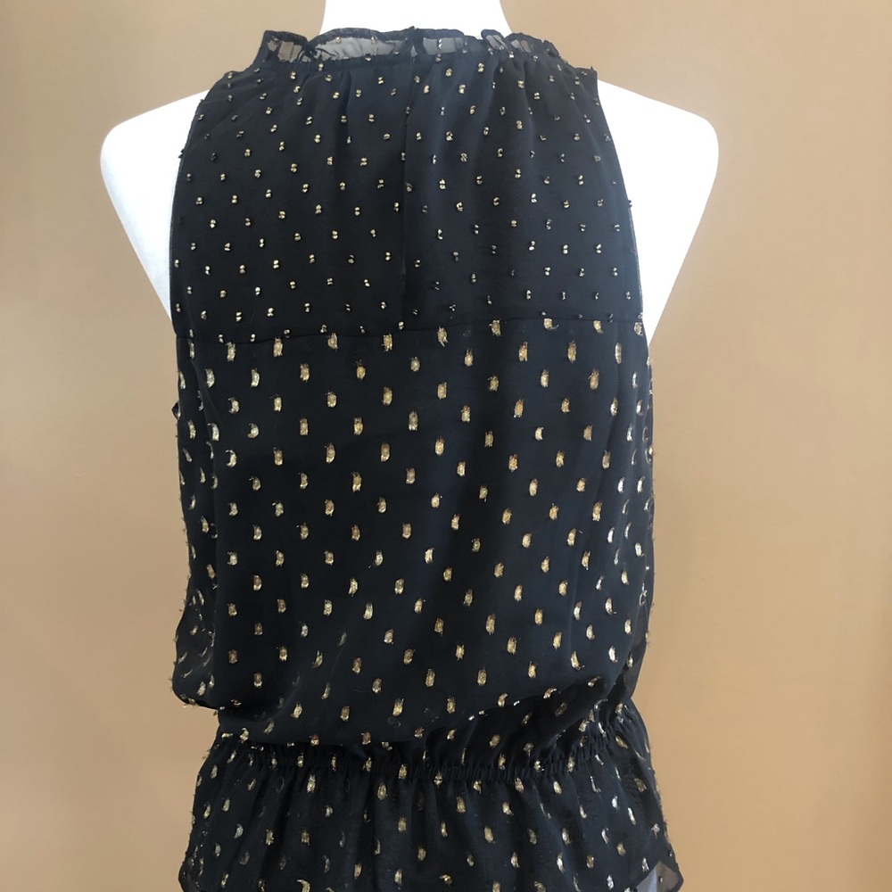 White House Black Market Black Top with Metallic Clip Jacquard Shell, Size XS - Picture 4 of 10